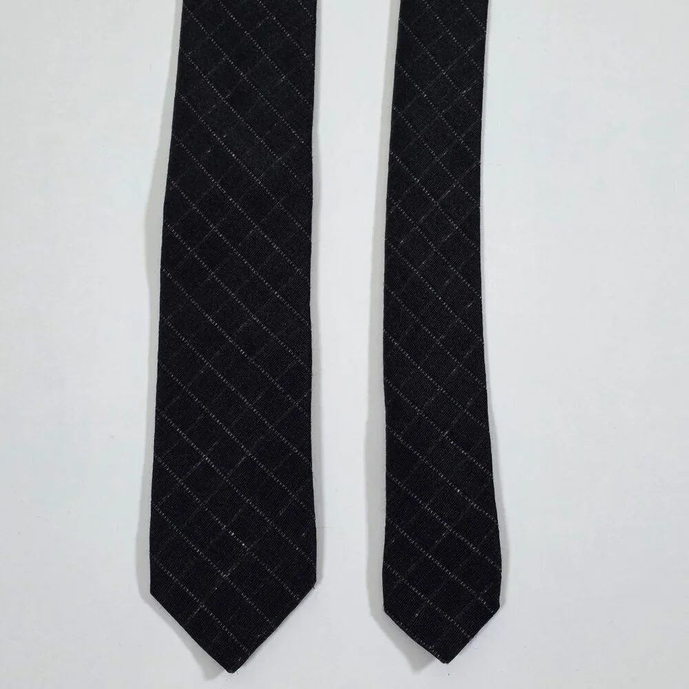 Hugo Boss Wool Silk Tie Gray Geometric Preppy Office Italy W 2.25